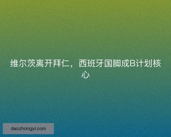 维尔茨离开拜仁，西班牙国脚成B计划核心