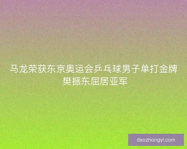 马龙荣获东京奥运会乒乓球男子单打金牌 樊振东屈居亚军